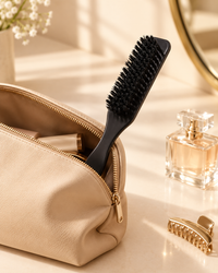 SwishSleek in a makeup pouch, ready to travel